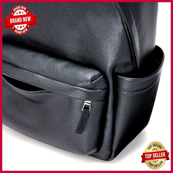 Small Faux Leather Backpack with Adjustable Straps & Multiple Pockets